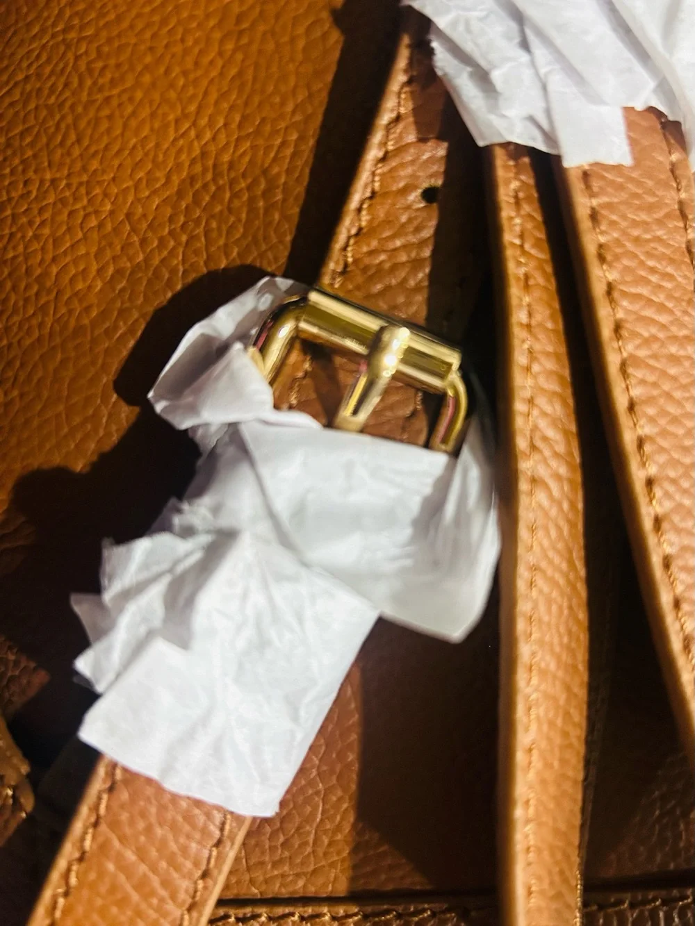 NWT Anne Field Cognac Pebble Leather Backpack Bag w/Zippered Closures